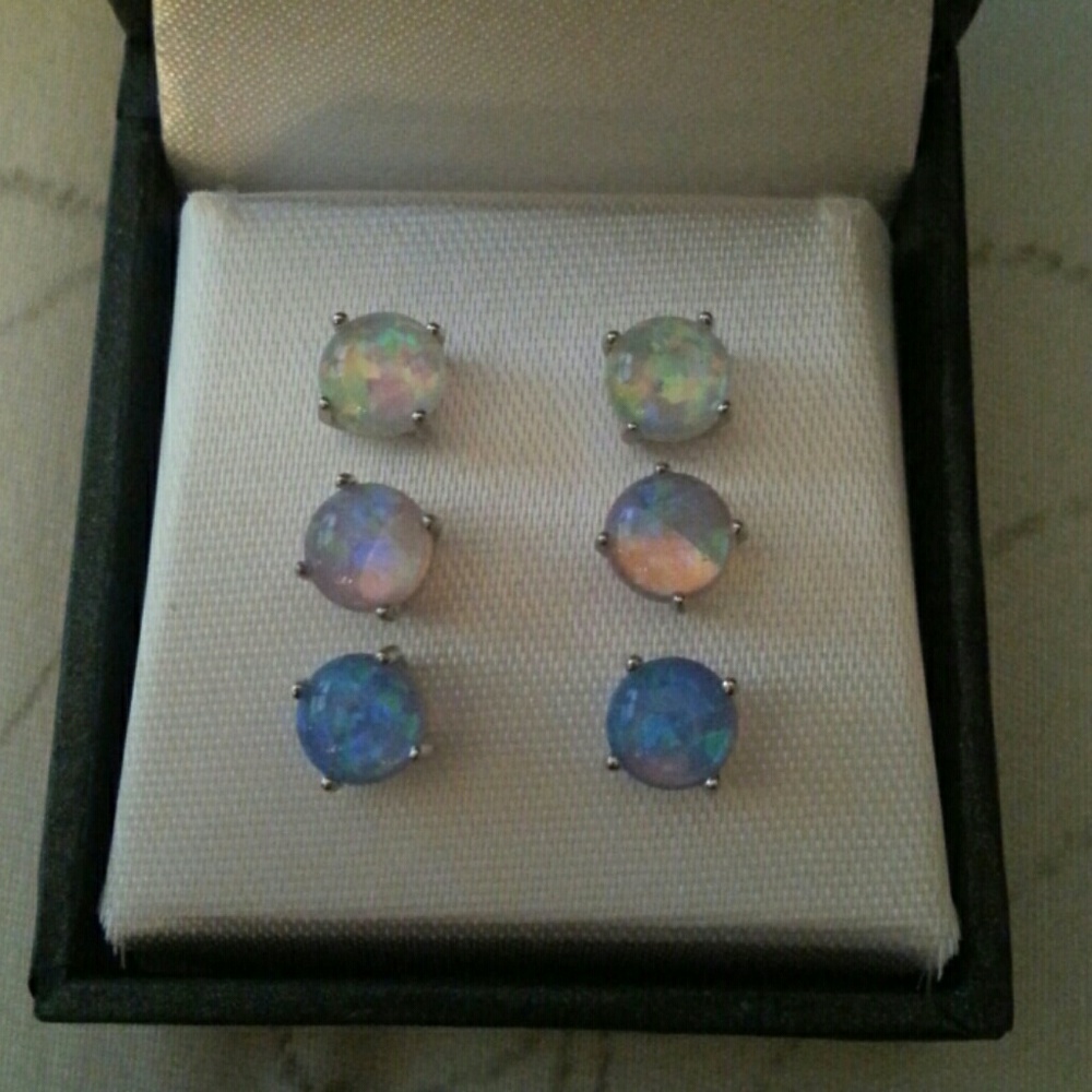 New sterling silver opal earrings